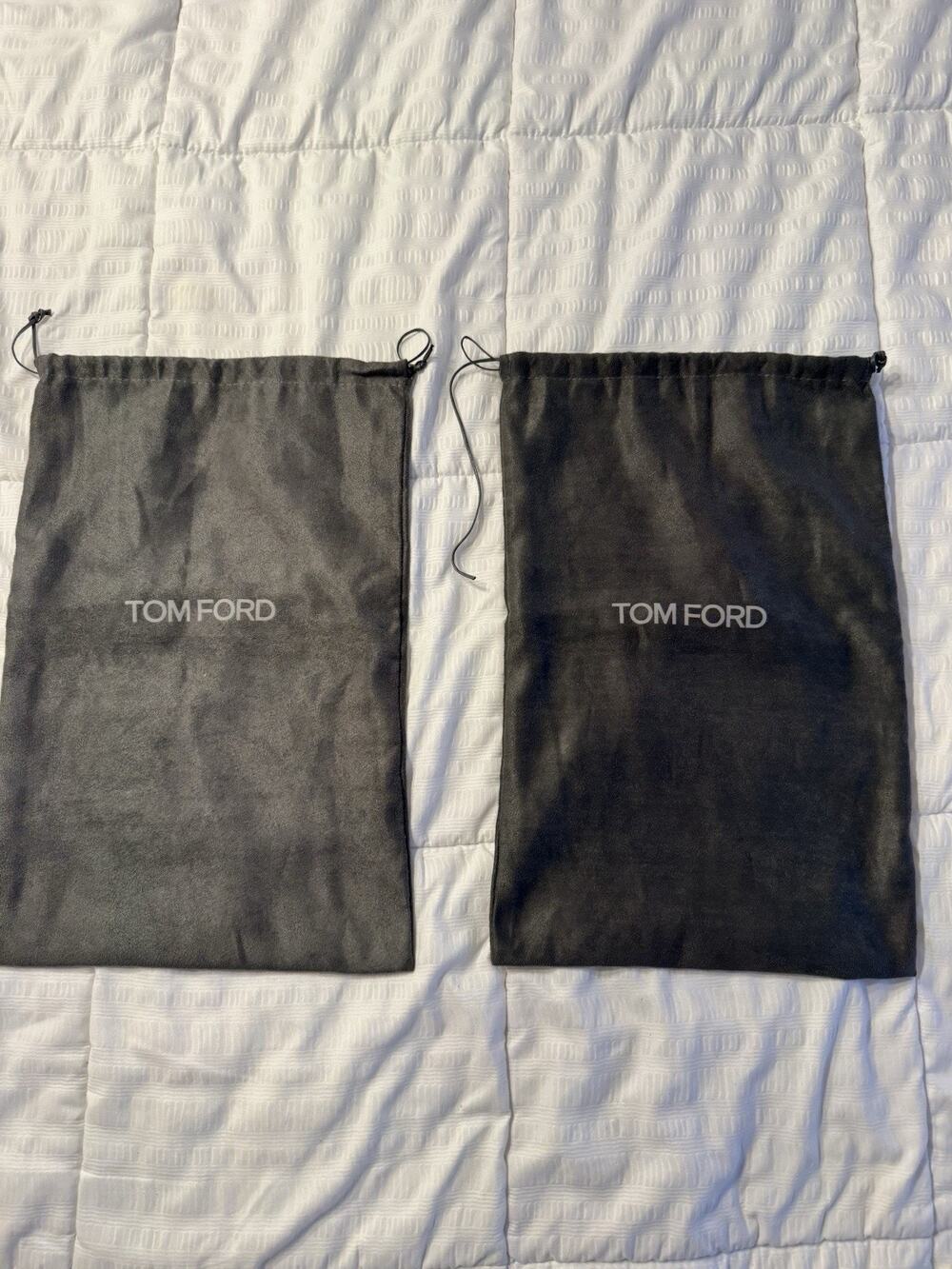 Lot of 2 Tom Ford Dust Bag Cover Gray Drawstring Microfiber Logo Shoes Storage
